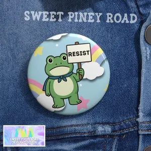 Portland Frog Resist Pin, Anti-Trump Pinback, Anti Ice Political Humor Buttons, Cute Frogs Rally Protest Button