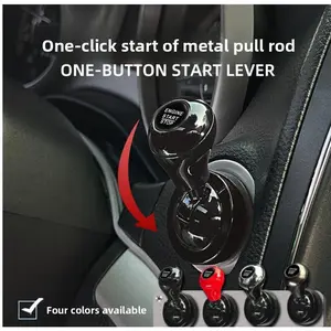 Car One-Button Start Lever Universal Push to Start Button Cover Metal Decorative Rocker Interior Accessories Fun Gift for Car Lovers with 3D Floating Gift Box