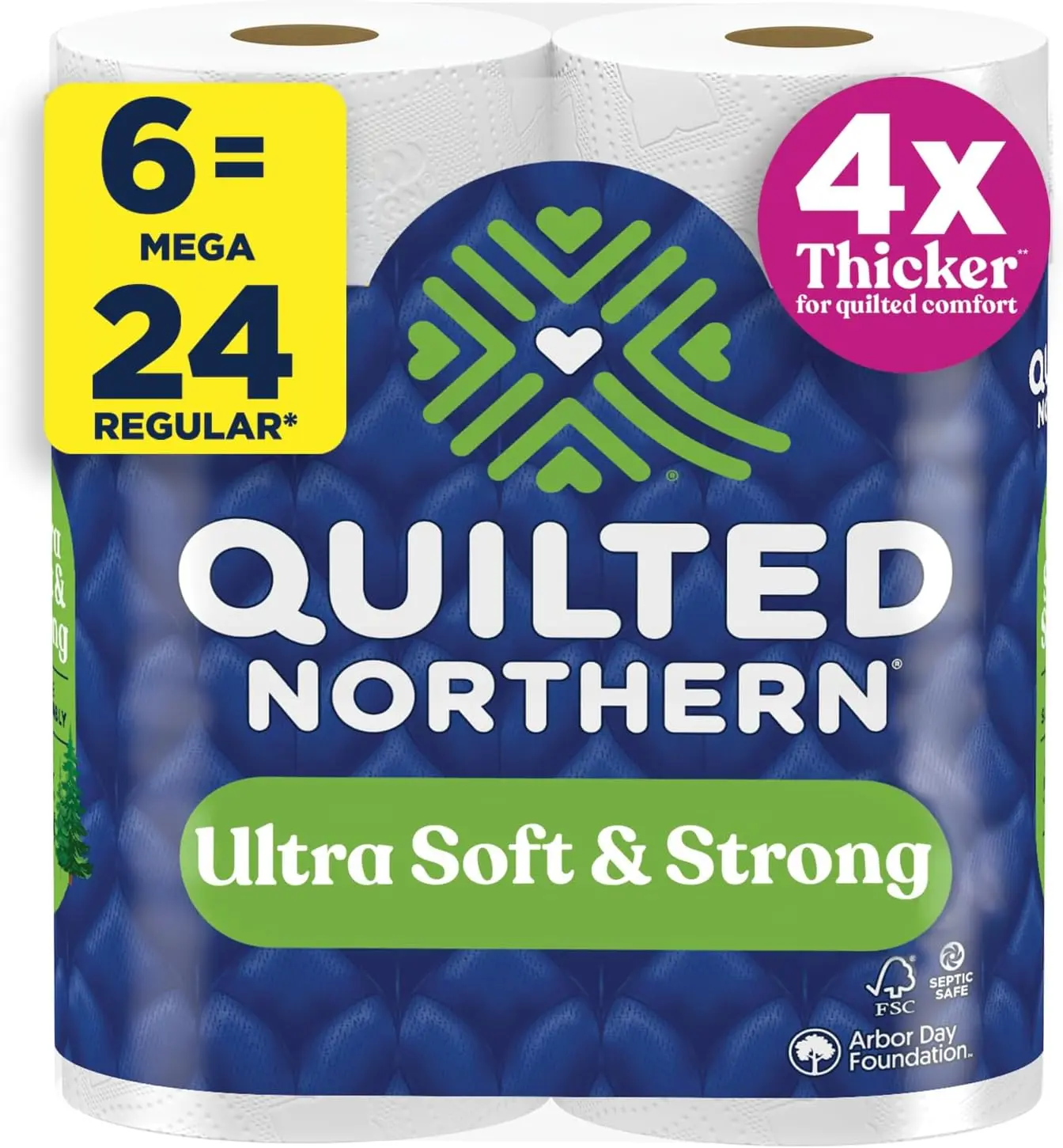 Quilted Northern Ultra Soft & Strong Toilet Paper, 6 Mega Rolls = 24 Regular Rolls, 4X Stronger*, Premium Soft Toilet Tissue