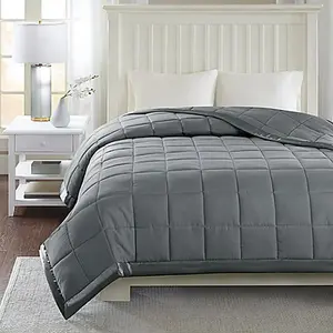 212 MAIN King Size Microfiber Down Alternative Blanket - Charcoal, 3M Moisture-Wick, Box Quilting, Year-Round Warmth, Soft, Machine Washable Bedding