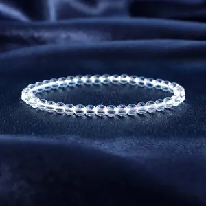 Natural Clear Quartz Stone 4mm Beaded Crystal Healing Charka Crystal Handmade Stretchy Bracelet Gift for Men Women