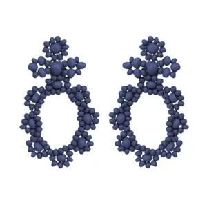 Navy Alice Earrings - Elegant Design with Round Shape and Secure Clasp for Versatile Wear