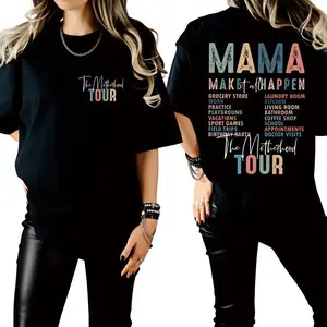 [tiktok shop deals]Double-Sided Print!Oversized 100% Cotton MAMA Tour Tee - Cool Mom Club Slogan, Thoughtful Gift for Busy Moms, Comfortable for