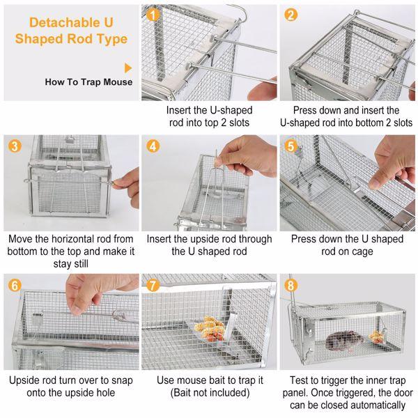 2 pcs Humane Mouse Trap, High Sensitivity Gravity Pedal Auto-Lock Rodent Trap - Sturdy Galvanized Steel, Escape-Proof Small Mesh Design,Small Rodent Animal-Mice Vole Chipmunk Hamsters Live Cage,Catch and Release