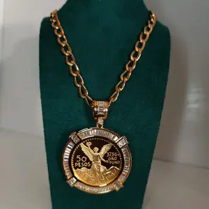 Men's 18k Gold Plated Centenario Link Cuban Necklace 22inches