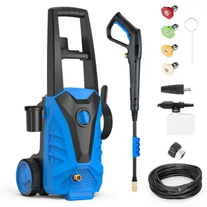 Powerful Electric Pressure Washer with 5 Quick Connect Nozzles & Foam Cannon 2.0 GPM Water Flow for Fences Decks Patios Easy Installation & Storage