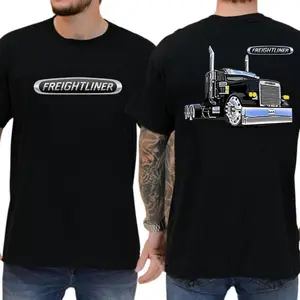 Freightliner Cargo King Cotton T-Shirt Unisex Casual Classic Prints Graphic Tee with Sturdy Truck Logo Relaxed Fit for Long Hauls Trendy Gift for Trucking Fans