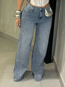 Women's Fashionable Chic Elastic Stretchy Straight Leg Jeans, Elegant Design, Perfect Fit for All Seasons, Stylish Denim Jeans for Everyday Wear, Pants