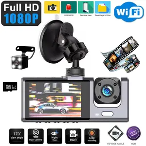 NEW APP Control Vehicle Recorder HD Recording 360° View Car Dashcam IR Night Vision 3 Channels Car DVR Vehicle Monitoring