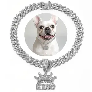 Cuban Chain Animal Collar Level 1000 for Chihuahuas to Pitbulls with 200+ Diamonds, 18K Gold/Silver Plated, Hypoallergenic & Scratch-Proof.