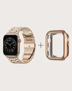 Stainless Steel Watch Strap & Case Set for Apple Watch - High-Quality Material