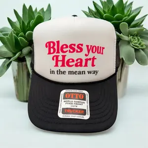 BLESS YOUR HEART THE MEAN WAY - UNISEX BLACK AND WHITE TRUCKER HAT