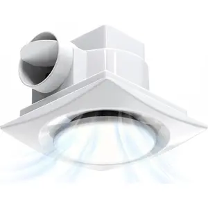 Ventilation Fans Bathroom Exhaust Fan with Light 12 inch Panel 6000K 18W Round LED 110 CFM 1.0 Sones 4 Inch Duct,110V Ceiling Mount Exhaust Fan for Shower,Bathroom,Office, (YFL-250)