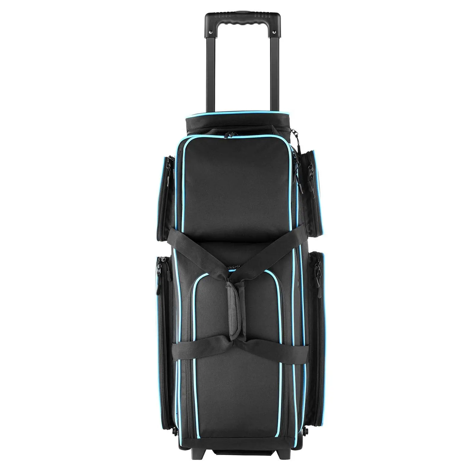VEVOR 3 Ball Bowling Bag with Wheels Double Roller Bowling Bag with Shoe Compartment