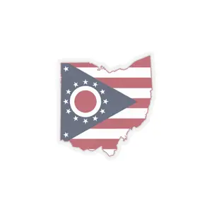 Ohio State Flag Buckeye Sticker, Kiss-Cut Vinyl | Durable Waterproof Decal