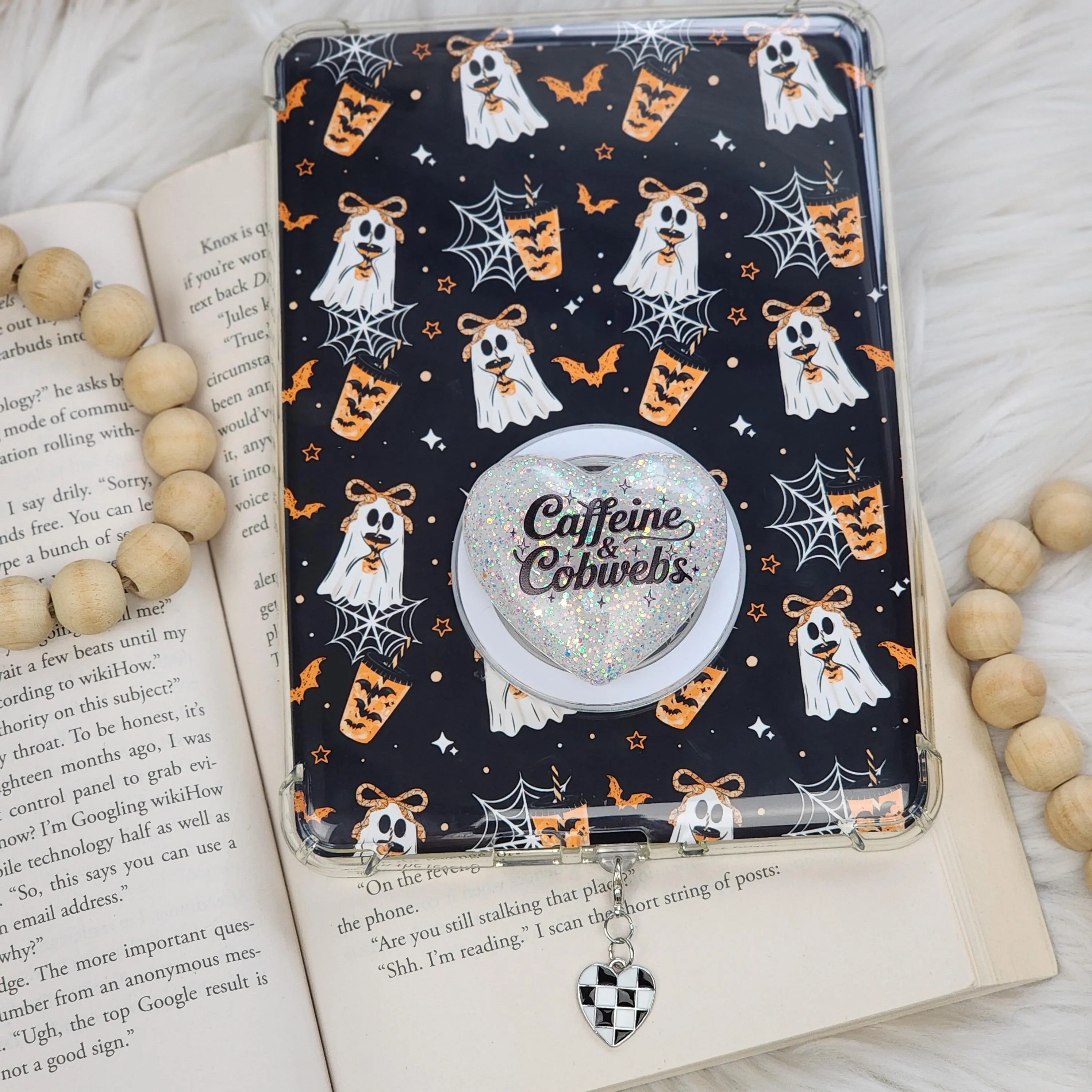 Kindle Accessories Set | Caffeine Halloween Coffee Shop | Insert, Grip & Charm