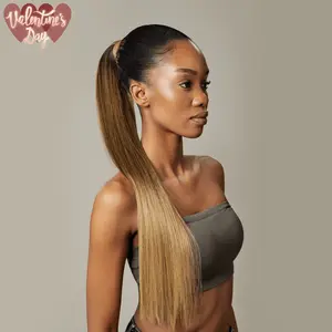 [Clearance Sale] Frodio Ponypop 3 Tone Ombre Straight Ponytail Hairstyle 100% Human Hair Extension Sleek And Full Ponytail Wig Wrap Around Ponytail -Ombre
