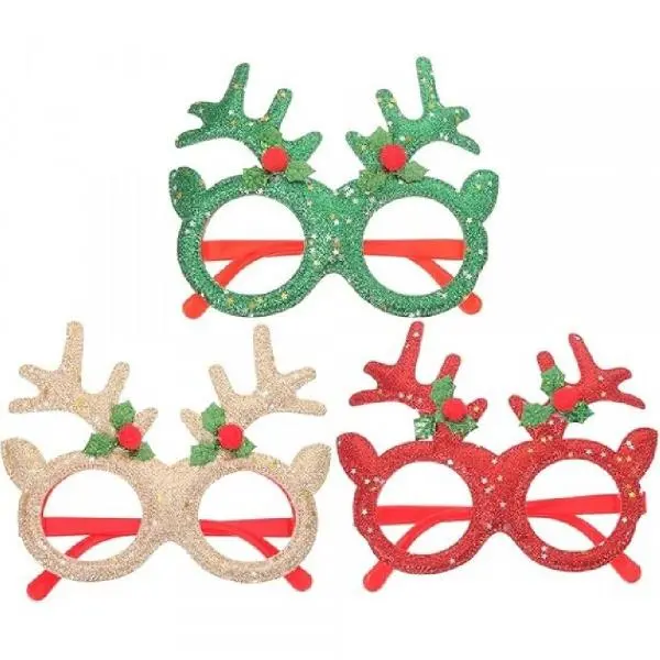 1Pc Unisex Retro Hollow Lightweight Disposable Glittered Plastic Frame Christmas Decorative Glasses, Holiday Novelty Photo Prop Gift For Family Party Cosplay Accessories
