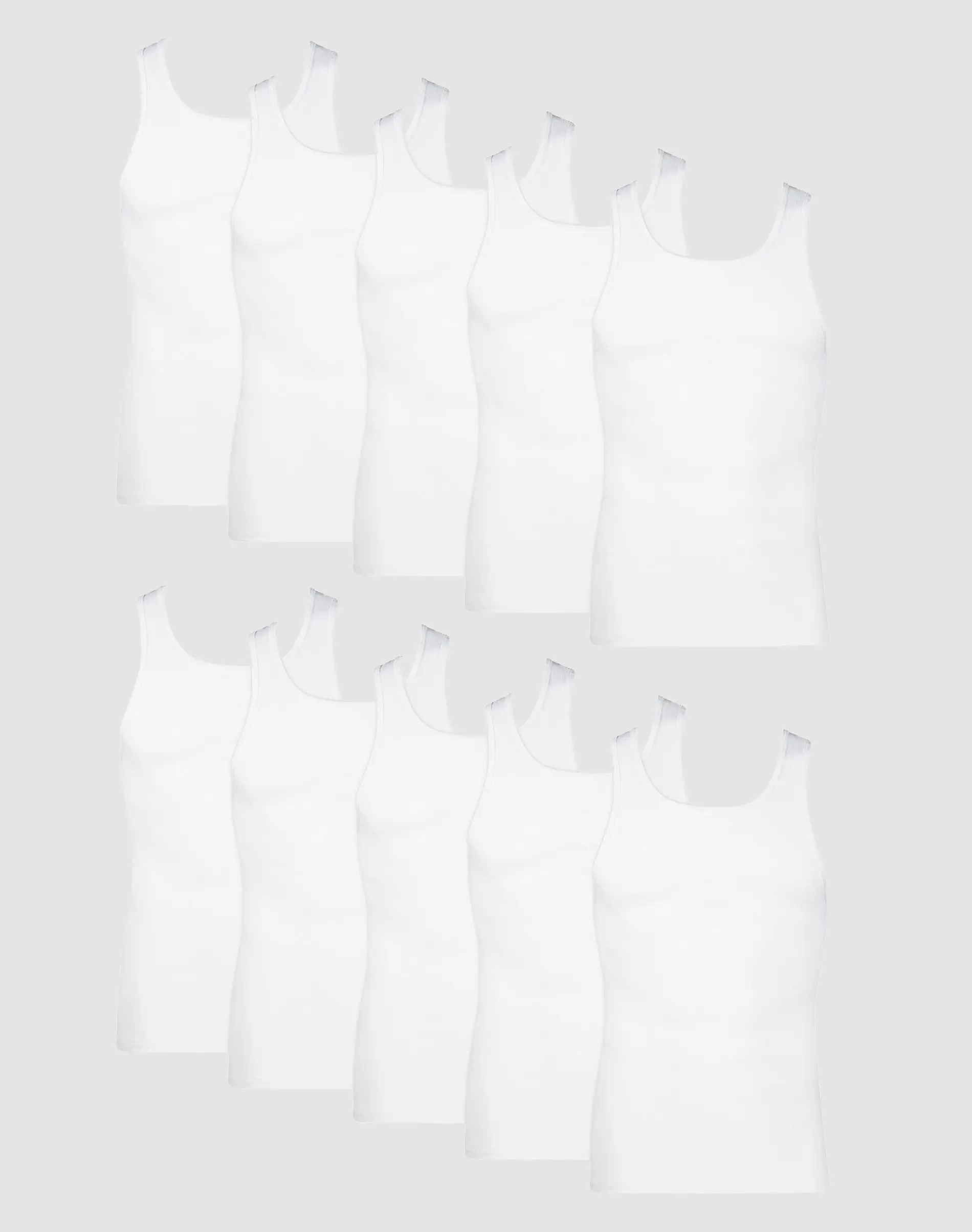 Hanes Men's Cotton Tank Undershirt Moisture-wicking White 10-pack Underwear Multi Pack Comfortable Fit Soft Stretch Fabric Breathable 372z10