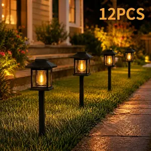 【GLEAM】12/6 Pack Solar Lights Outdoor Waterproof, LED Solar Garden Lights, Outdoor Decorations, Garden Decor for Yard, Patio, Landscape, Planter, Walkway