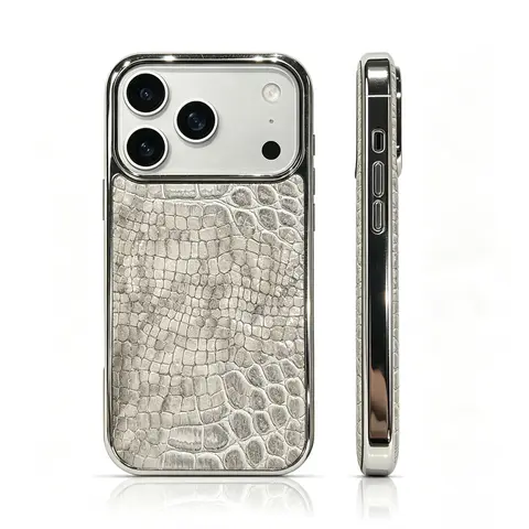 Luxury Shiny Crocodile Leather Smartphone Case for iPhone 18 Pro Max, 17/16/15/14 Pro - Handheld, Vintage Ultra Slim, Shockproof Protection for Devices, Wireless Charging Compatible, Classic Fashion for Women, Casing