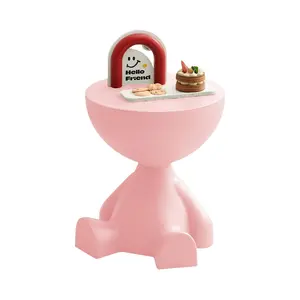 Mini Circle Side Table, Small Modern Bowl-Shaped Coffee Table, Sofa End Table Nightstand, Modern Bedside Home Decor for Living Room, Bedroom (Large Pink)