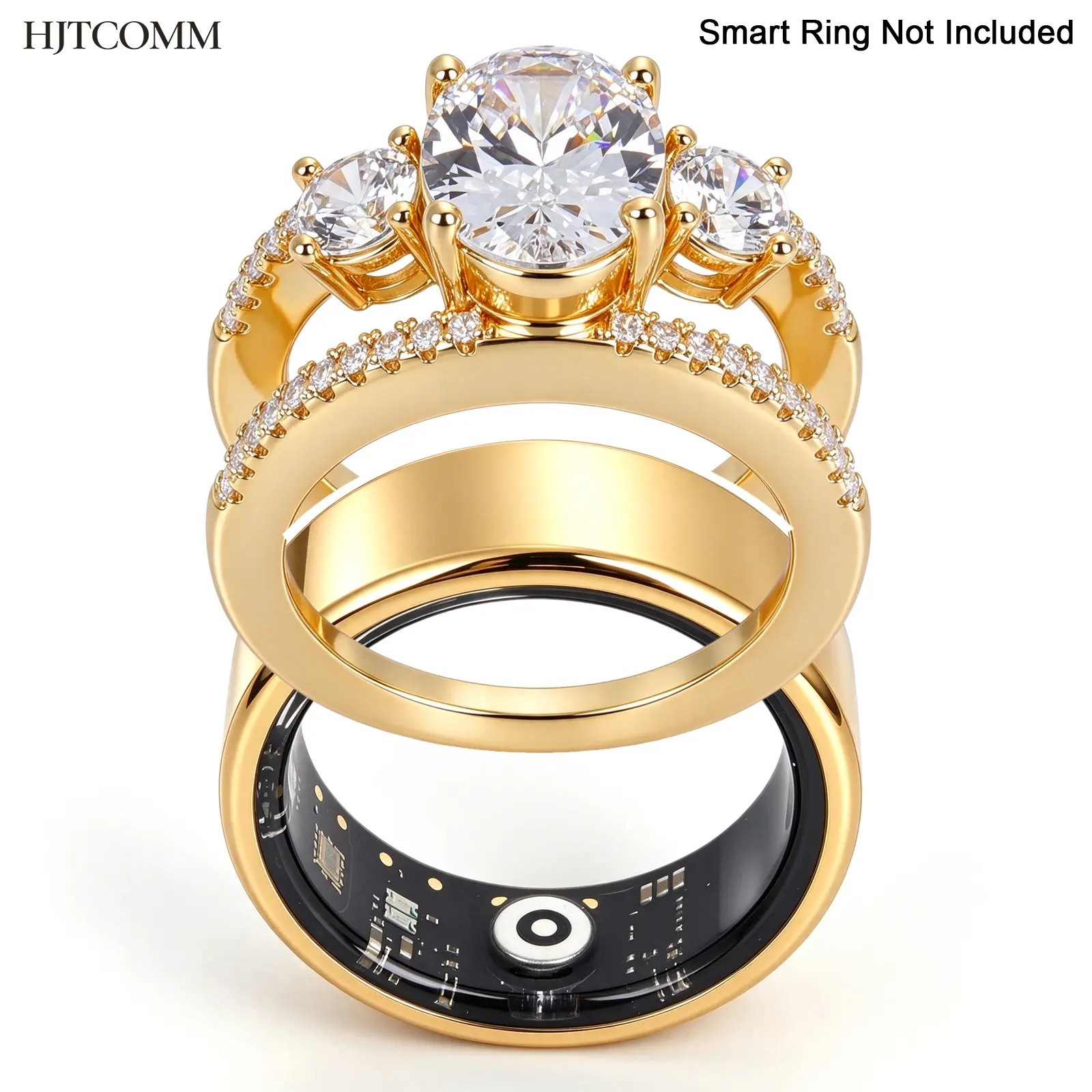 HJTCOMM Heart Design Smart Ring Cover for Women, 14K Gold Plated ...