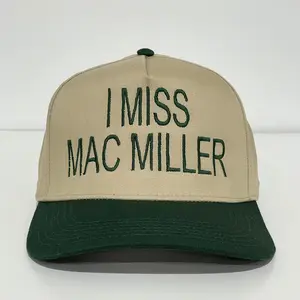 I Miss Mac Miller Khaki/Green Brim Custom Embroidered SnapBack