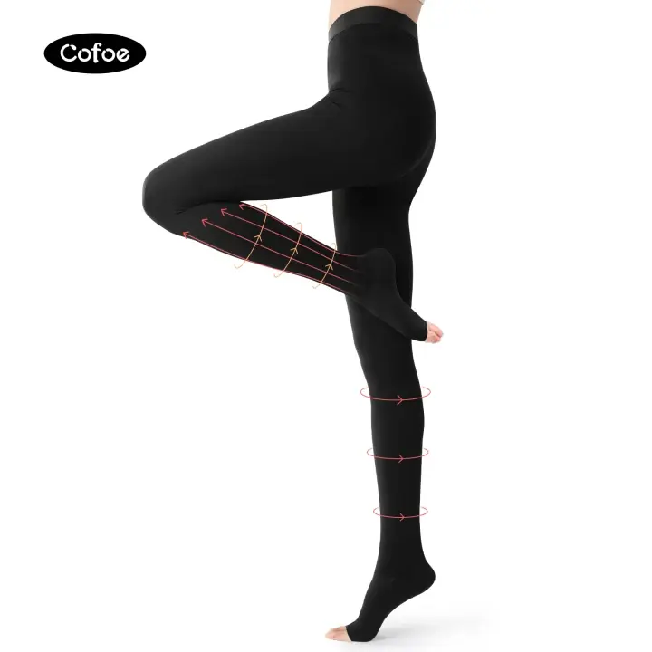 Cofoe Breathable Ultra Thin Summer Compression Pantyhose, Graduated Physical Pressure Leg Support Pantyhose, Comfort Leg Silhouette Shaping Compression Stockings for Office Staff, Nurses, Travelers Long Time Sit & Stand