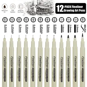12-Pack Fineliner Pen, Art Drawing Fine Point Pen, Drawing Pens, MangaMarkers, Sketch Markers, Fine Tip Markers,Stationery Set, Art Drawing Supplies forStudents, Valentine's Day Gift, Art DraftingPencils, Drawing Tools, School & Office Stationery Supplies