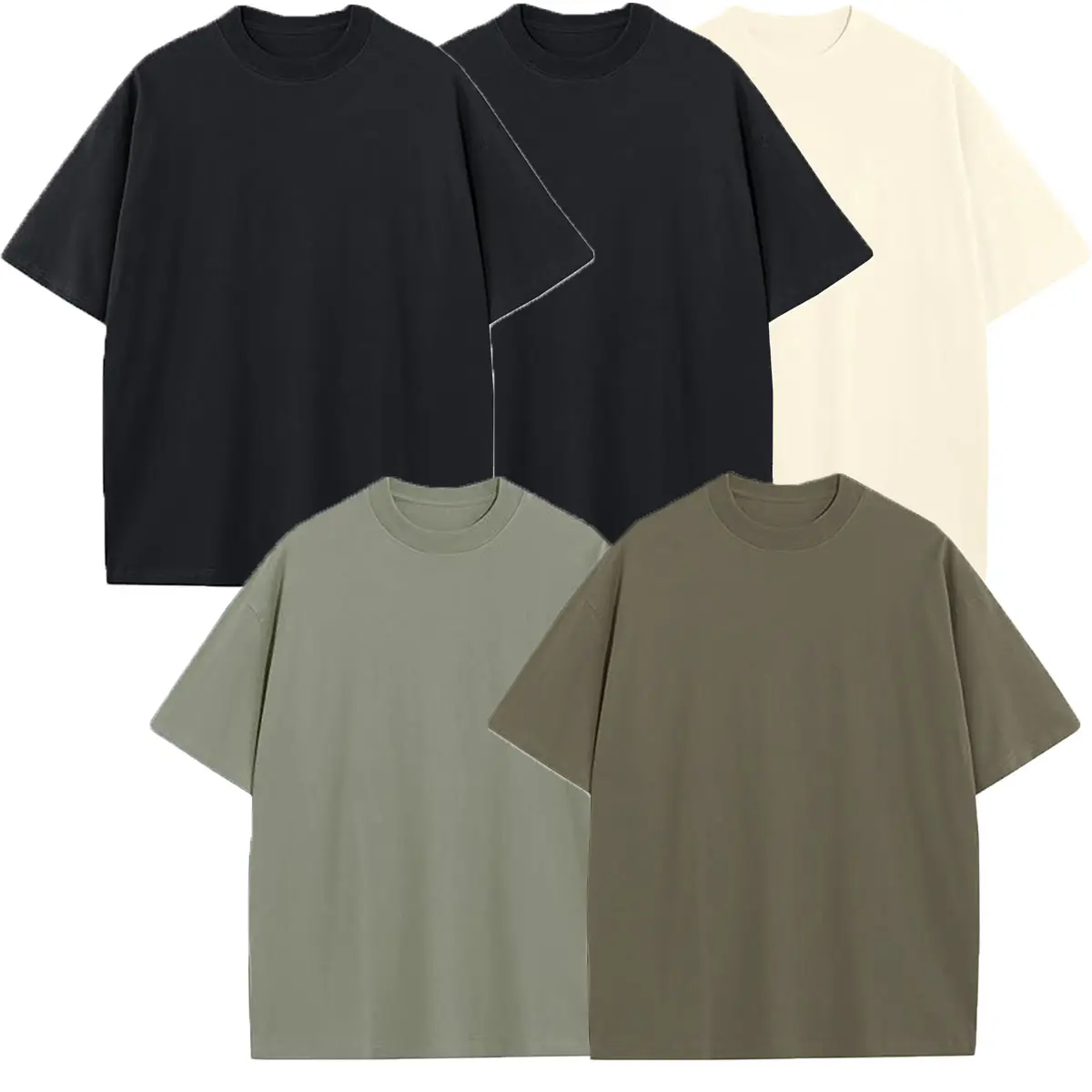 (5 Pack) Black-Black-Ivory-Olive-Light Brown