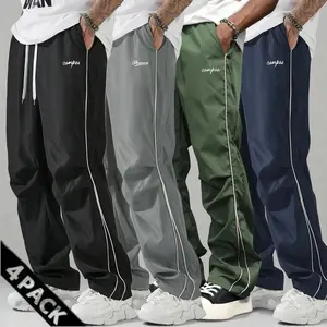 Loose Sports Pants Men's Trousers Grey Side Stripeswith Gold Accent Stripe Comfortable DesignAthleisure Style Bottoms Athletic Bottoms GymwearFitness Outfit SpringStatements