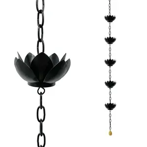 Rain Catcher Chain for Gutters Outside, 5 Cups Adjustible Powder Coated, Divert Water and Home Display, Durable Outdoor Garden Tool