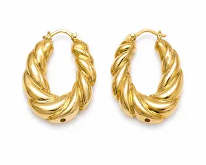 18k Gold Plsted Statement Hoop Earrings