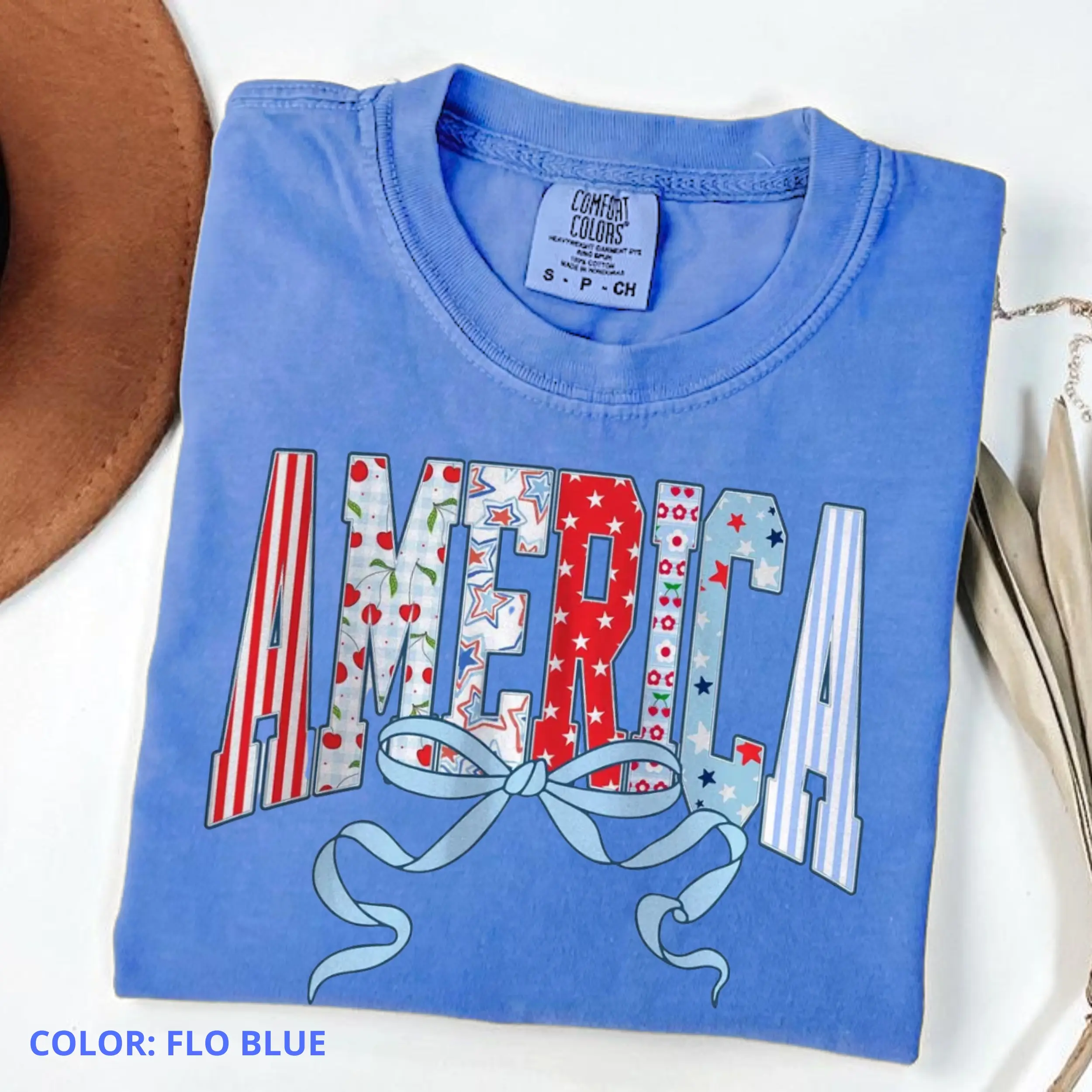 Comfort Colors Coquette 4th of July Shirt, Retro America Flag Tee, Patriotic Independence Day Graphic T-shirt, Summer USA Flag Shirt