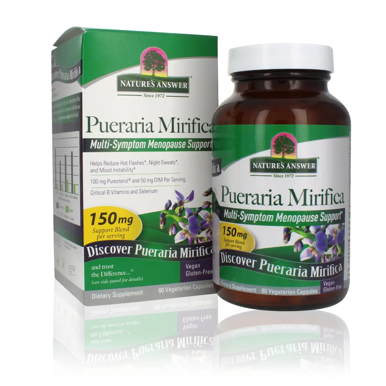 Nature's Answer Pueraria Mirifica 150mg Support Blend 60-Capsules | Multi-Symptom Menopause Support | Gluten-Free, Non-GMO, Vegan, No Artificial Flavors or Preservatives | Single Count