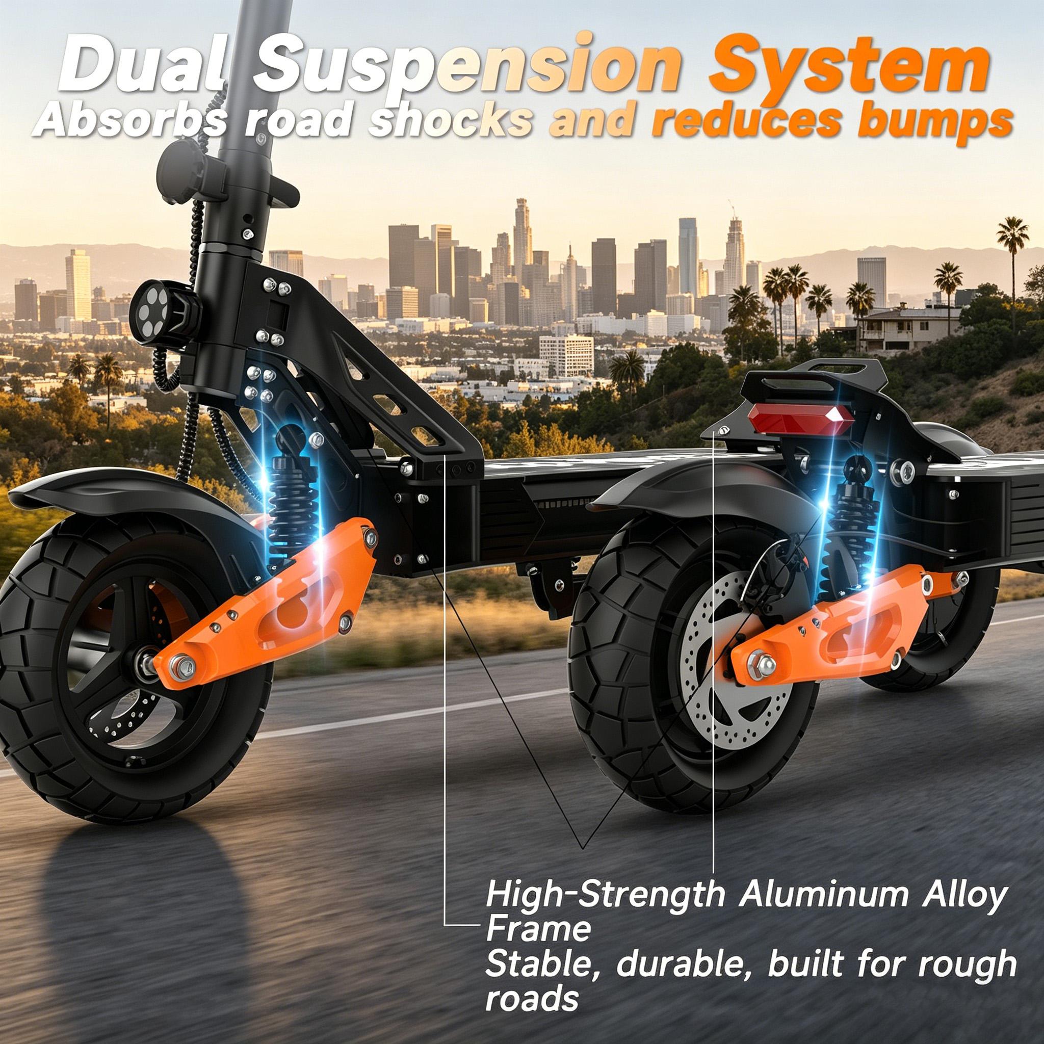 A High-Performance Adult Off-Road E-Scooter | 31MPH Top Speed, 30 Miles Range, 1200W Motor, 10" Pneumatic Tires, Dual Suspension & LED Display – Ideal for City Travel & Off-Road Rides