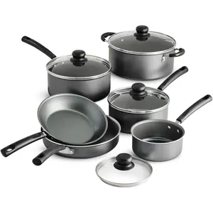 10 Piece,Non-stick Cookware Set,Complete cookware set , Easy cooking and cleaningresistant tempered glass lids allow easy monitoring of cooking progress nonstick cookware set is dishwasher safe Pots Pans