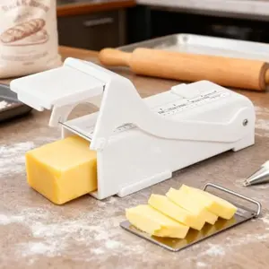Butter &Cheese Cutter, Adjustable thickness Stainless Steel Wire Cheese Slicer,Butter Slicer for Squares,Multipurpose Handheld Food Measuring Dispensers For Block Cheese, Butter,Soft Foods