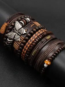 10 Piece Punk Bracelet Set, Gothic Style Unisex Couple Bracelets, Butterfly Design, Daily Wear, Party Accessories