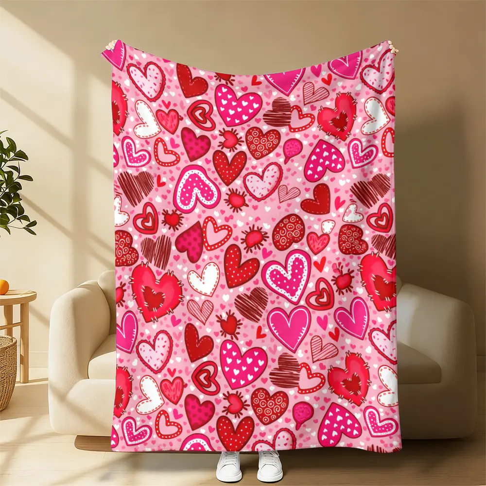 Countdown Sale! Red Heart Shaped Blanket - Super Soft Fluffy Flannel Heart Shaped Blanket for Couples, Soft Warm 4-Season Bedding Throw, Valentine's Day Gift by Summerwins, Soft Warm Blanket
