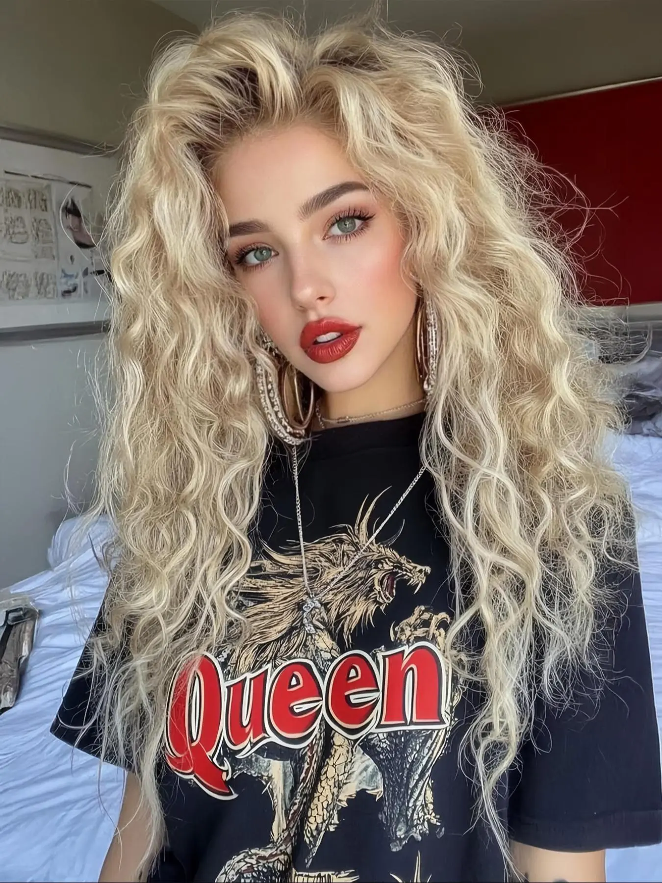 28 Inch Long Blonde Wigs for Women, Gorgeous Fluffy Wigs without Bangs, Synthetic Curly Wigs, Synthetic Lace Front Wigs for Party, Daily Use, Synthetic Hair Wigs