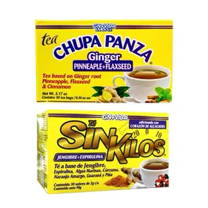 2 Pack Improved Formula Tea CHUPA PANZA & Sin Kilos - Tea Based Ginger, Gotu Kola & Cinammon, Pineapple Jengibre (30 Tea Bags/0.10 oz Each)