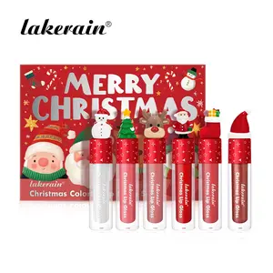 6 Counts Christmas Lip Glaze Lipgloss Set, Velvet Matte Liquid Lipstick + Moisturizing Lip Stain Combo, Highly Pigmented Lipsticks, Long-Lasting Lip Tint, Non-Smudge, Perfect for Daily Wear, Date Night & Party Makeup