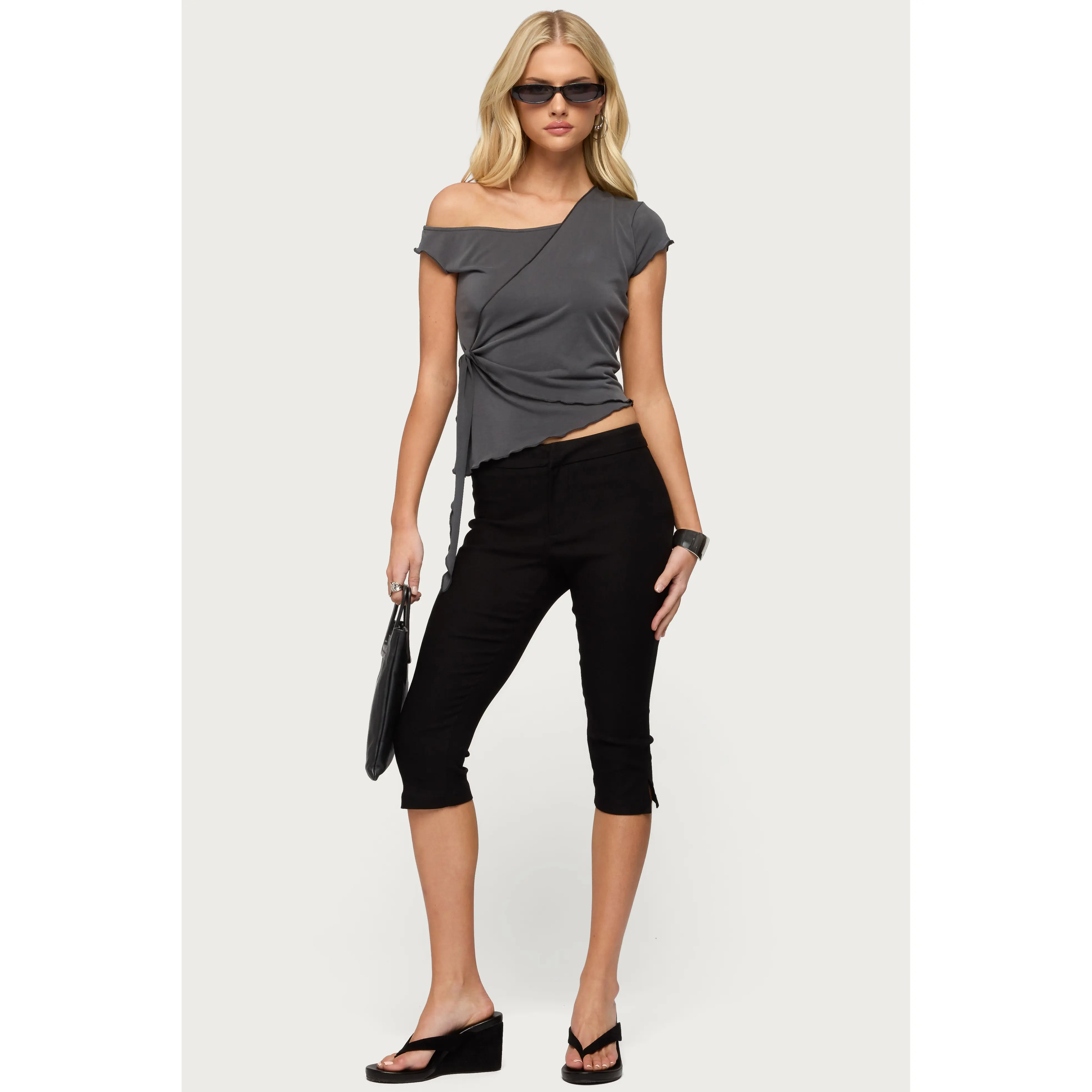 Asymmetric Off Shoulder Wrap Top - TikTok Shop