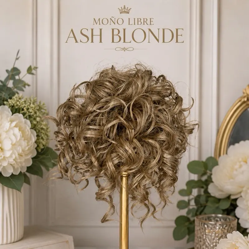 Ash Blonde Curly  Bun