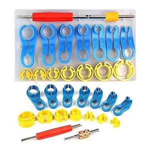 Car AC Fuel Line Disconnect Removal Tool Set, 16 Pcs 1/4 3/8 1/2 5/8 3/4 7/8 5/16 Inch Remover Tool Kit, Auto Air Conditioner Hose and Valve Core Quick Disconnect Repair Tool Kit