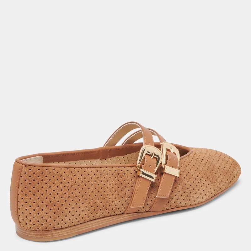 Dolce Vita BAYLEE WIDE BALLETS FLATS PECAN PERFORATED SUEDE