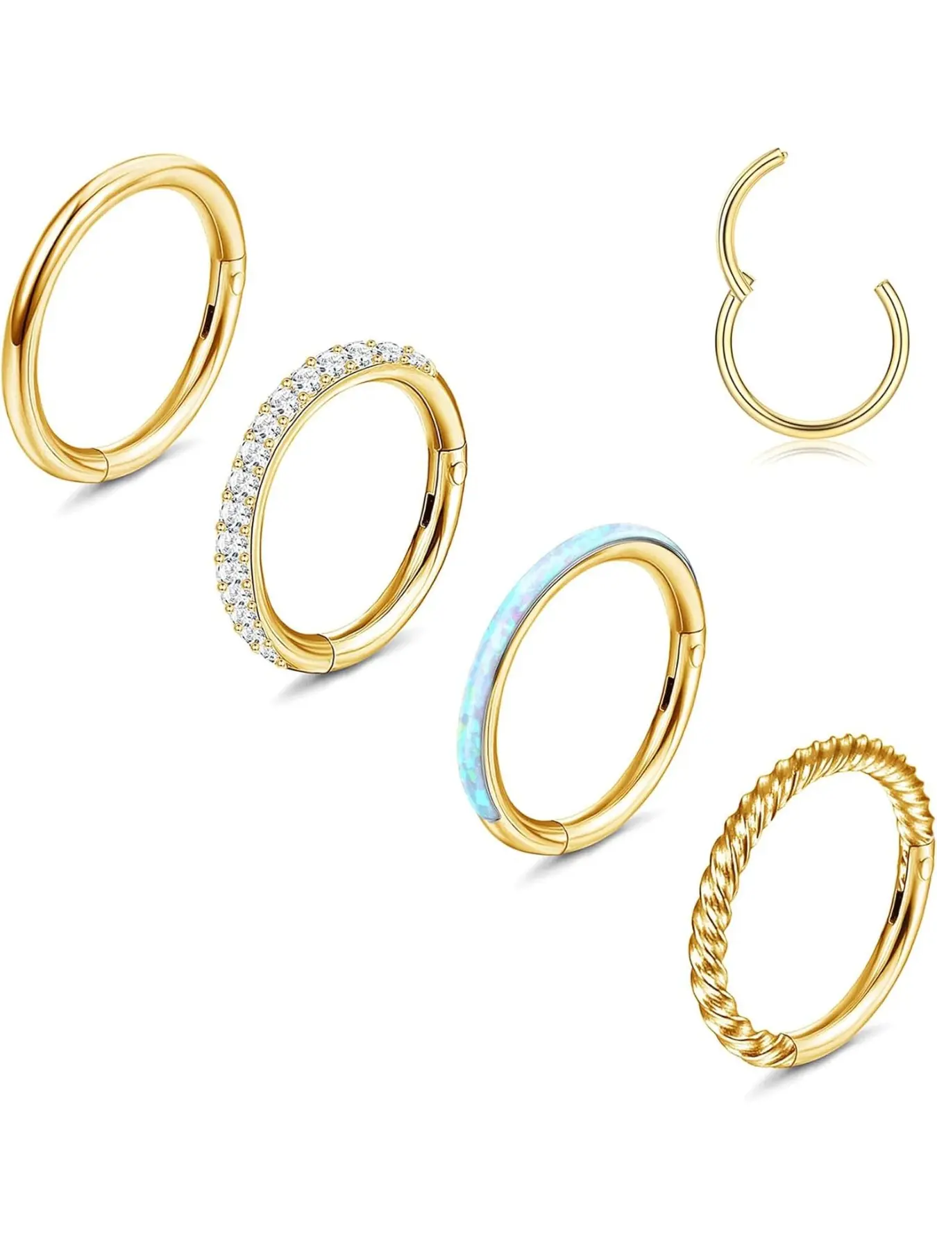 14G Belly Button Ring 316L Surgical Steel Belly Rings Hoop for Women Clear CZ Opal Clicker Hoop Belly Button Rings Gold Silver Small Navel Belly Body Piercing Jewelry Belly Hoops 8mm 10mm 12mm Wearable Jewelry