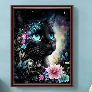 Star Dream Cat Diamond Painting Kit, Mosaic Craft Set, Beginner DIY Art Tool, Round Full Diamond Gemstone Painting Decor Gift, Diamond Art Tools